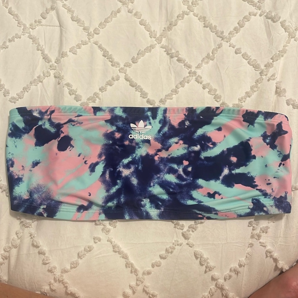 Adidas Multicolor Bandeau swim suit Top only tie dye new